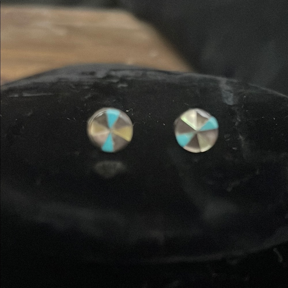 Silver and Blue Stud Earrings